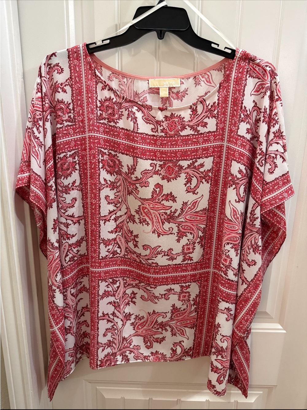 MICHAEL Michael Kors Red Paisley Print Women's Top. 3x boho artsy